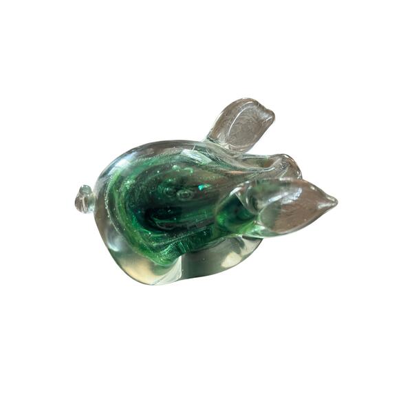 Green Swirled Art Glass Pig by Kerry Glass 1970's - Picture 4 of 6